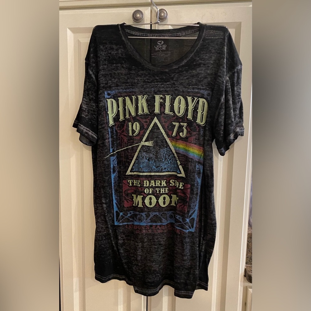 Pink Floyd authentic men’s T shirt Liqiud Blue sheer blk logo